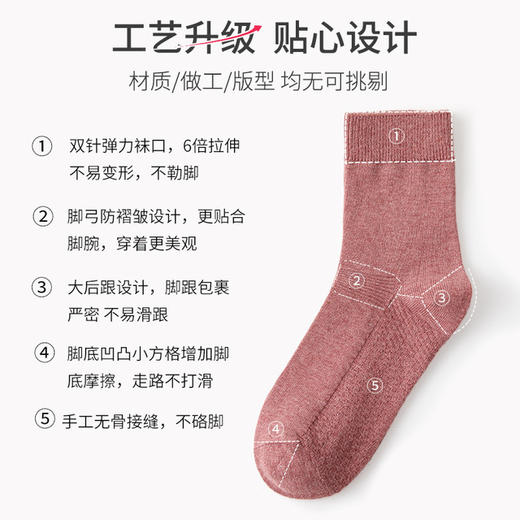 【内外皆棉 软糯舒适】秋冬纯棉女袜加厚 全棉纯色女士中筒袜子 新疆棉防臭独立包装 商品图2