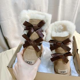 【女款】经典款中筒双丝带雪地靴 羊皮毛一体 35-40码