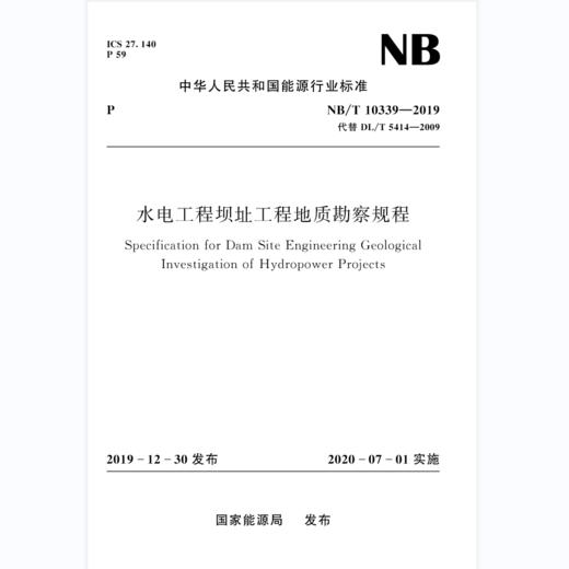 水电工程坝址工程地质勘察规程NB/T10339—2019 商品图0