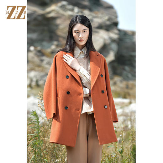 佐尔美2021新款 中长款双排扣羊毛双面呢大衣女E14SM01 商品图1
