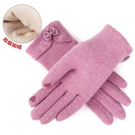 （11.11）TZW-新款蝴蝶结加绒加厚羊毛手套女