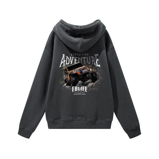 自由基地FBLIFE宽松抓绒连帽卫衣青年潮牌复古硬派质感流行套头衫 NMT-1760 商品图3