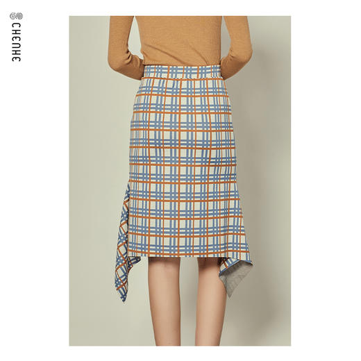 【内购不退换】臣禾【复古 3D立体剪裁】格子半身裙9203030277 商品图3