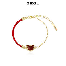 ZEGL设计师本命年礼物虎年鸿运女红绳手链生肖属虎红玛瑙小众手饰