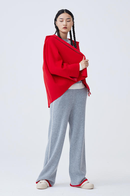  羊绒带帽拉链女外套 SJF92W819N 商品图3