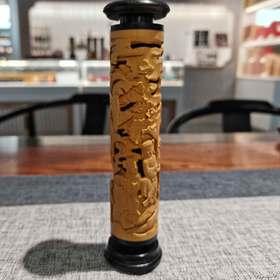 和合二仙°黄杨木小香筒