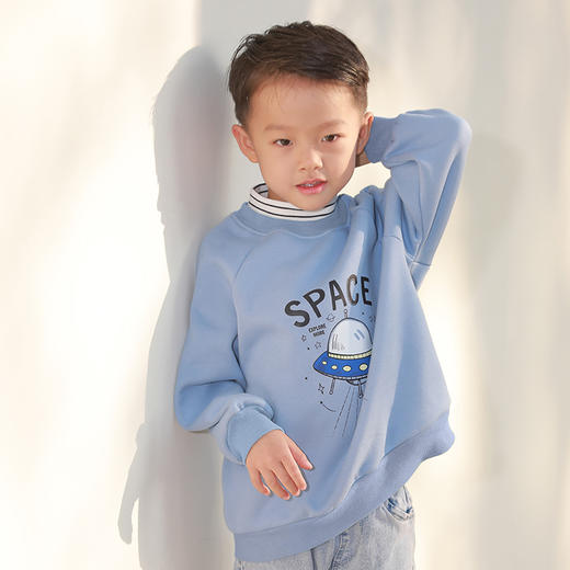 反季清仓！龙之涵 亲子款半高领印花加绒卫衣 中大童保暖上衣 精美印花 A类标准 商品图8