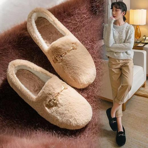爆款毛毛鞋女冬外穿2021年冬季新款加绒棉鞋孕妇一脚蹬豆豆鞋百搭 商品图0