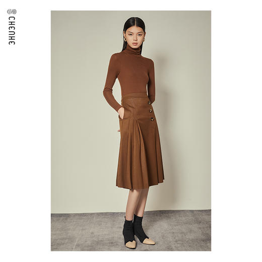 【双11内购】臣禾【100%美丽诺羊毛】【堆堆领羊毛衫】打底衫针织衫百搭T204090410 商品图3