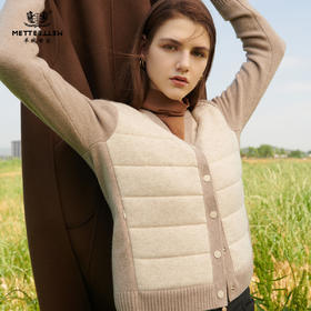 METTE羊绒世家21年秋冬女新品羊绒开衫时尚针织开衫夹棉保暖外套