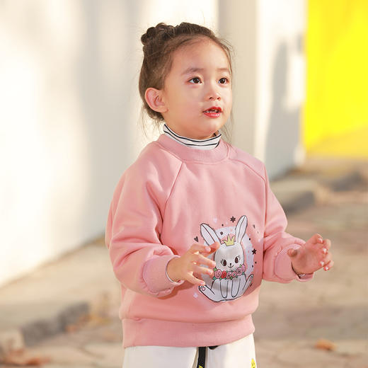 反季清仓！龙之涵 亲子款半高领印花加绒卫衣 中大童保暖上衣 精美印花 A类标准 商品图2