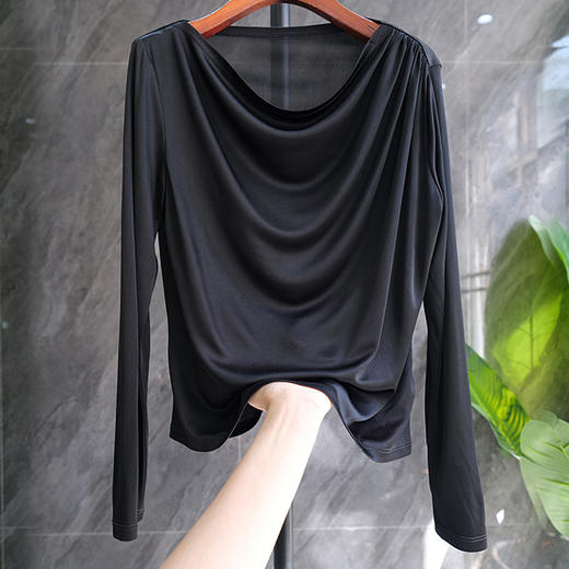 丁摩【 码偏大往小一号拍】春秋三醋酸弹力针织时尚圆领百搭上衣打底衫Q121189 商品图1