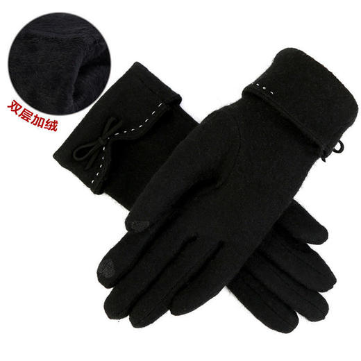 （11.11）TZW-新款蝴蝶结加绒加厚羊毛手套女 商品图5