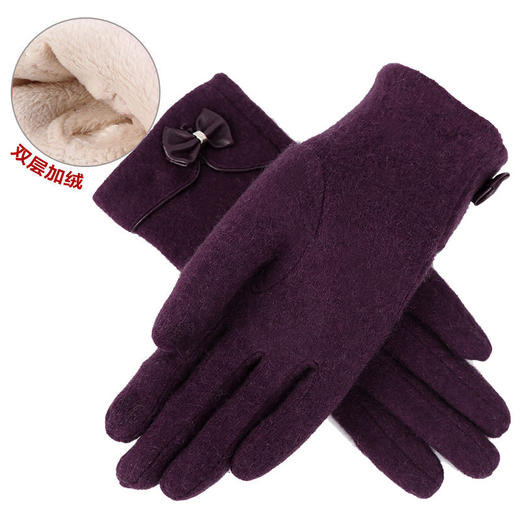 （11.11）TZW-新款蝴蝶结加绒加厚羊毛手套女 商品图6