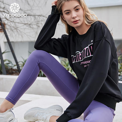 水沐伊朵2021秋冬新款卫衣女圆领宽松罗纹松紧口长袖上衣5683 商品图2