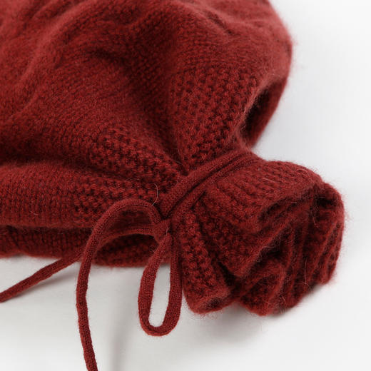 羊绒世家秋冬新品女士羊绒帽子时尚系带时尚百搭针织帽保暖围脖 商品图4