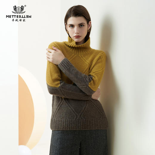 METTE羊绒世家21年秋冬新品女士羊绒衫高领套头加厚保暖针织毛衣 商品图0