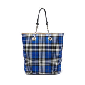 Marni 玛尼 女士牛皮拼格纹织物手提包 SHMP0056U0 P0663