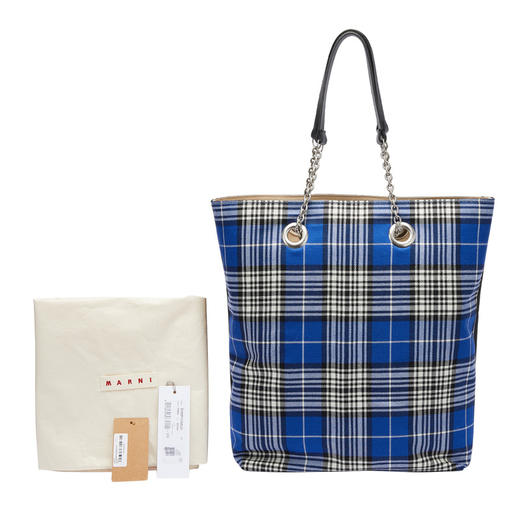 Marni 玛尼 女士牛皮拼格纹织物手提包 SHMP0056U0 P0663 商品图4