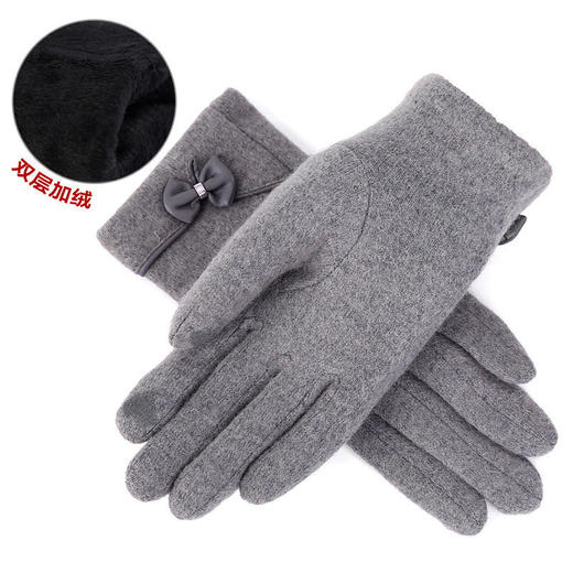 （11.11）TZW-新款蝴蝶结加绒加厚羊毛手套女 商品图9
