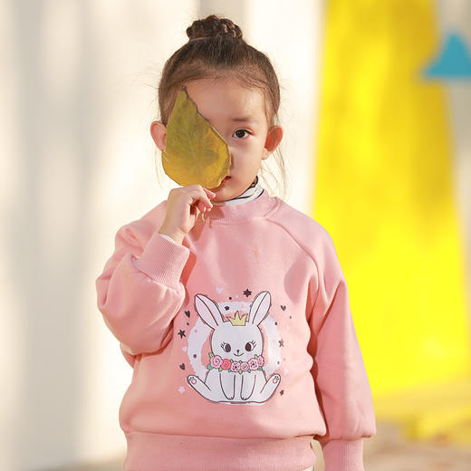 反季清仓！龙之涵 亲子款半高领印花加绒卫衣 中大童保暖上衣 精美印花 A类标准 商品图5