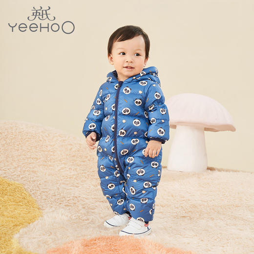 英氏-童衣类（冬）E1连羽帽蛤沙砾黄80CM 商品图1