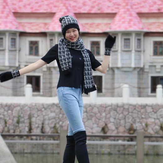 【漫步香榭丽舍】 纯羊绒小香风围巾手套帽子三件套 商品图7