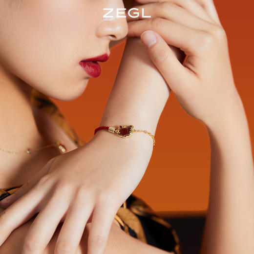 ZEGL设计师本命年礼物虎年鸿运女红绳手链生肖属虎红玛瑙小众手饰 商品图2