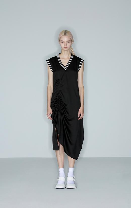 罗纹V领抽绳连衣裙 商品图2