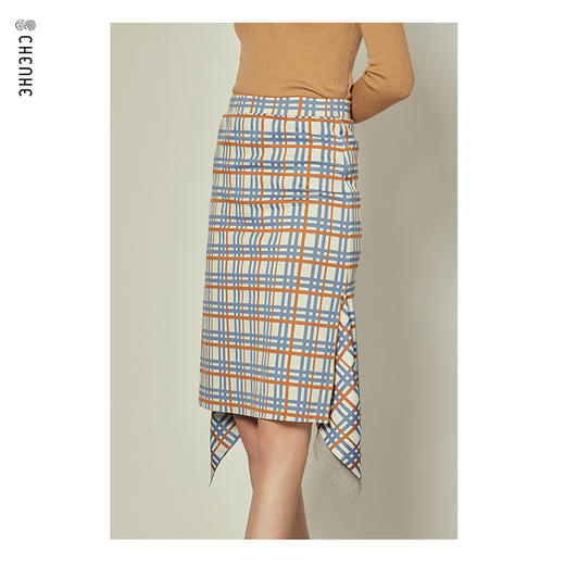 【内购不退换】臣禾【复古 3D立体剪裁】格子半身裙9203030277 商品图2