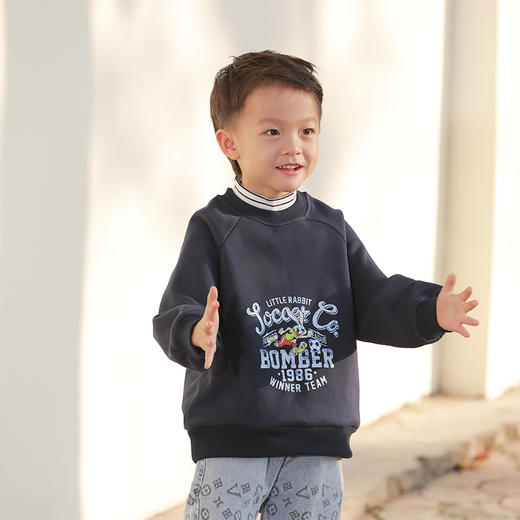 反季清仓！龙之涵 亲子款半高领印花加绒卫衣 中大童保暖上衣 精美印花 A类标准 商品图13