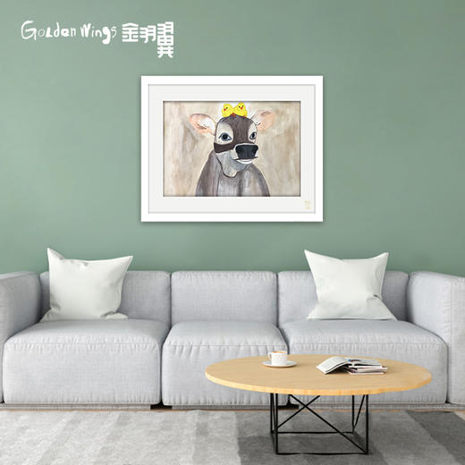 装饰画《萌鸭鸭和牛宝》 金羽翼残障小艺术家手绘作品 复制画/原画 商品图1