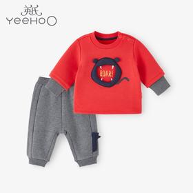 英氏-童衣类（冬）E1新针外着衣裤套婴粟红100CM