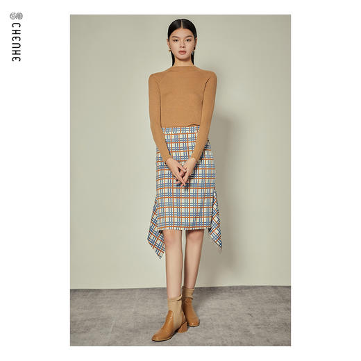 【内购不退换】臣禾【复古 3D立体剪裁】格子半身裙9203030277 商品图1