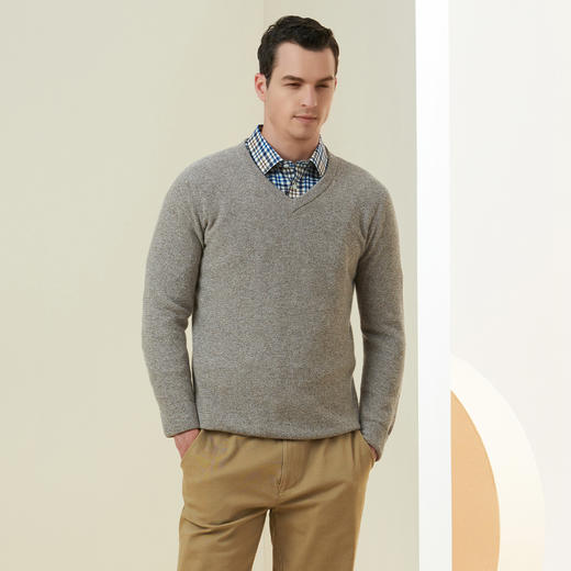 METTE羊绒世家21年秋冬新品男士V领100%羊绒衫内搭保暖针织毛衣 商品图1