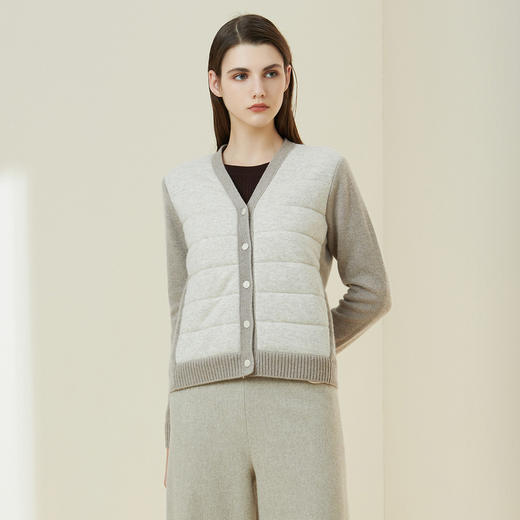 METTE羊绒世家21年秋冬女新品羊绒开衫时尚针织开衫夹棉保暖外套 商品图2