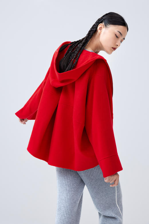  羊绒带帽拉链女外套 SJF92W819N 商品图2