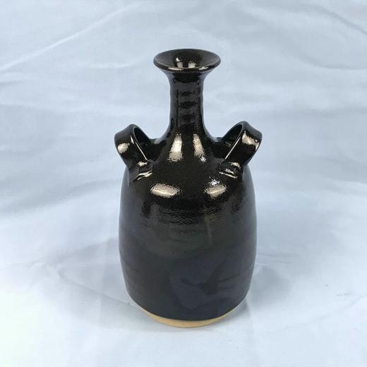 日本纯黑釉花瓶福田晴夫参展作品 原木盒保留 实物见视频 商品图0