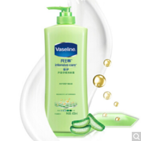 凡士林(Vaseline)身体乳/润肤露 倍护精华 芦荟舒缓400ml 晒后修护大绿瓶 敏感肌适用