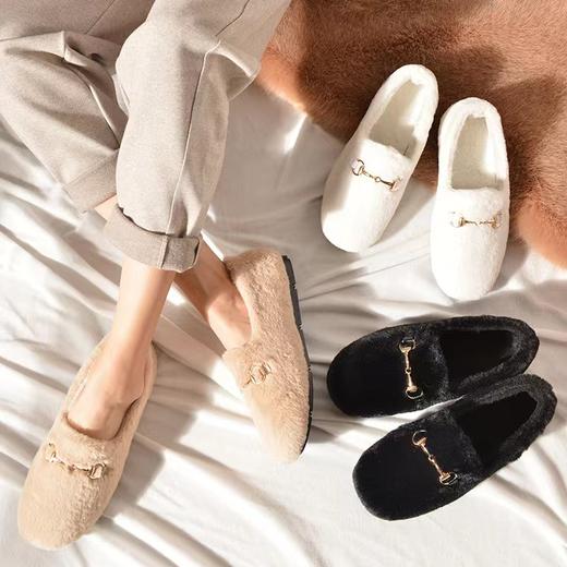 爆款毛毛鞋女冬外穿2021年冬季新款加绒棉鞋孕妇一脚蹬豆豆鞋百搭 商品图1