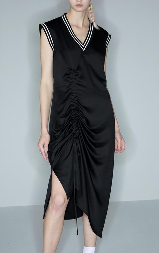 罗纹V领抽绳连衣裙 商品图3