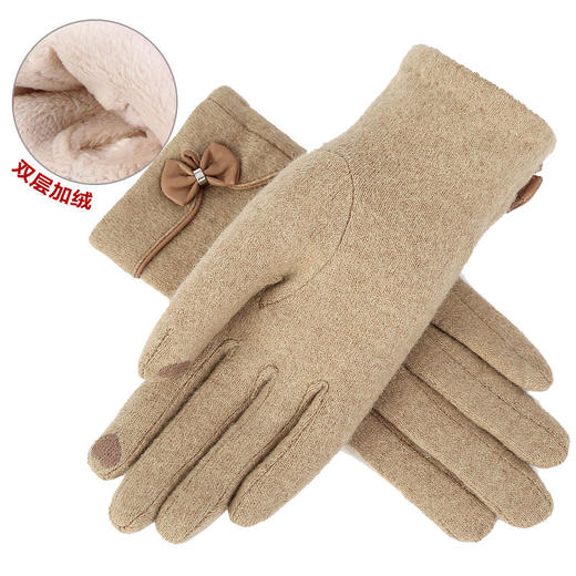 （11.11）TZW-新款蝴蝶结加绒加厚羊毛手套女 商品图4