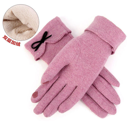 （11.11）TZW-新款蝴蝶结加绒加厚羊毛手套女 商品图3