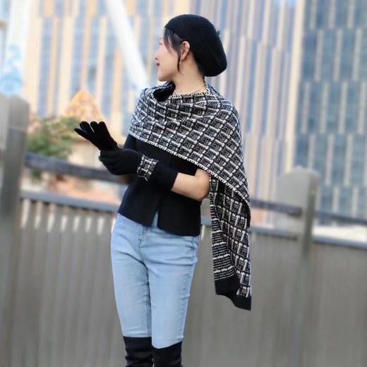 【漫步香榭丽舍】 纯羊绒小香风围巾手套帽子三件套 商品图4