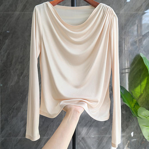 丁摩【 码偏大往小一号拍】春秋三醋酸弹力针织时尚圆领百搭上衣打底衫Q121189 商品图0