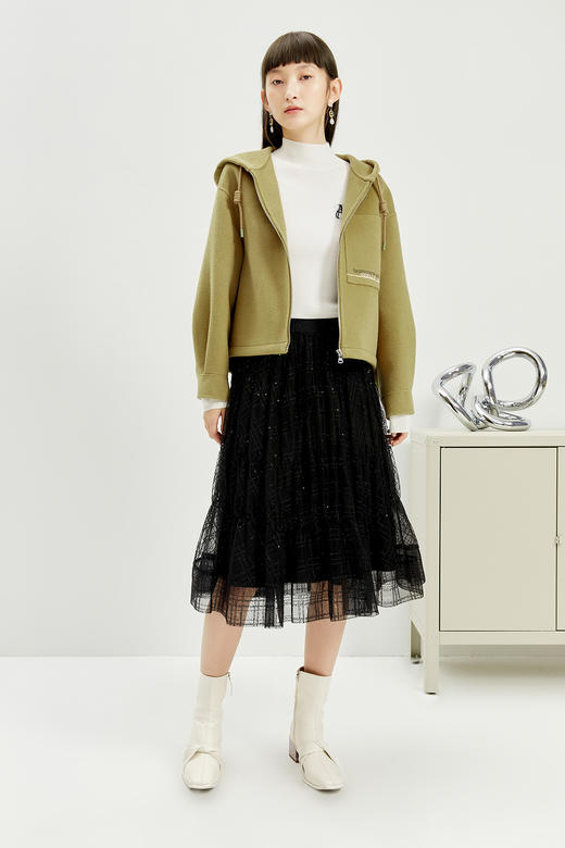 NEELLY纳俪裙半身裙女秋冬天配毛衣新款时尚百搭 商品图0