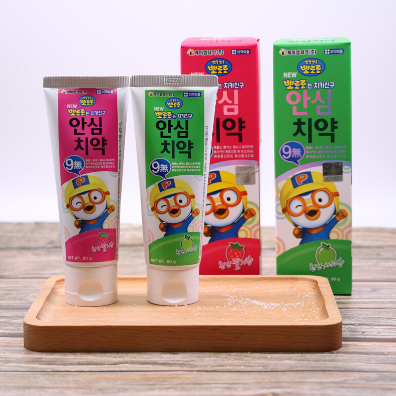 韩国啵乐乐幼儿牙膏9无 80g 草莓味/苹果味 适合3-5岁的宝宝111696/111697