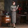上海旗袍厂TZRY新款时尚旗袍女装 时尚改良格子长款旗袍 秋冬气质格子旗袍 商品缩略图3