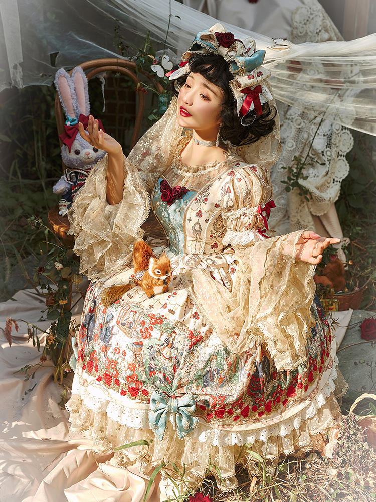 印花白雪公主kc 古典玩偶 lolita头饰 全款预售