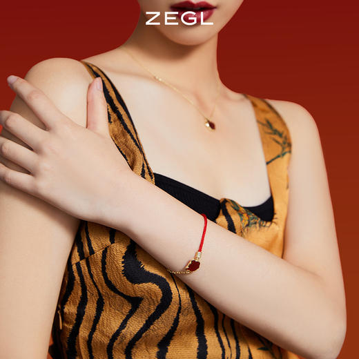 ZEGL设计师本命年礼物虎年鸿运女红绳手链生肖属虎红玛瑙小众手饰 商品图3
